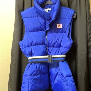Woman’s royal blue New York Giants vest with belt